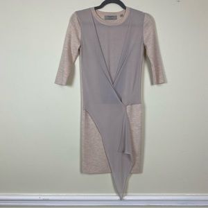 ALL SAINTS Merino Wool Chiffon Kafa Sweater Dress Almond Pink Womens Size S